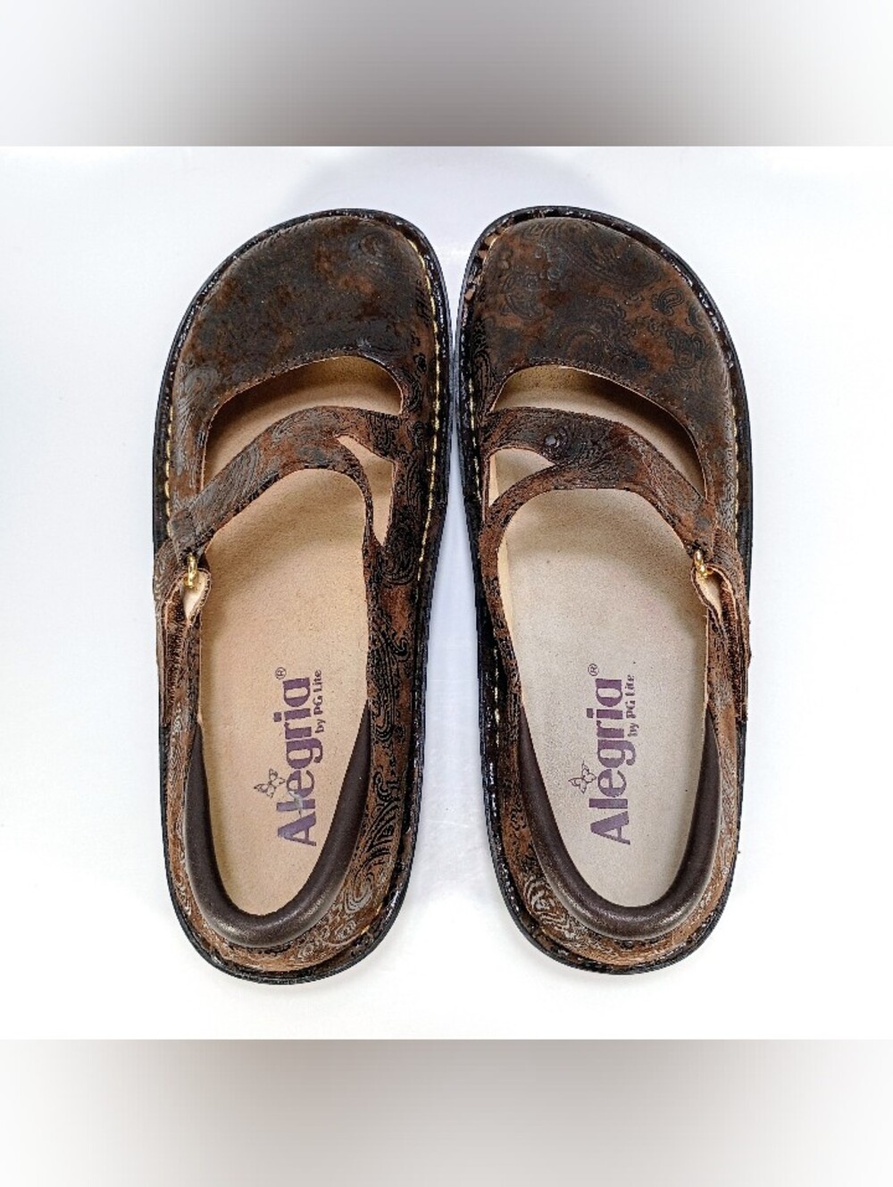 Alegria Jill 562 Womens 7 Brown Leather Paisley Embossed Mary Jane - Picture 8 of 11